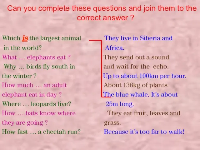 Can you complete these questions and join them to the correct answer