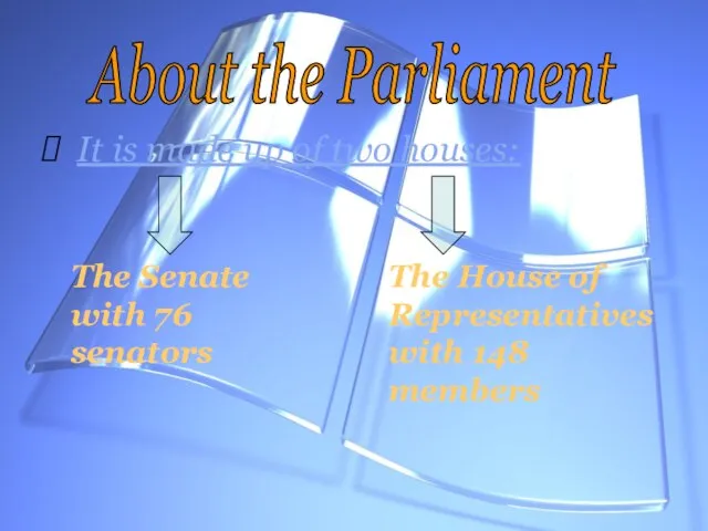 It is made up of two houses: About the Parliament The Senate