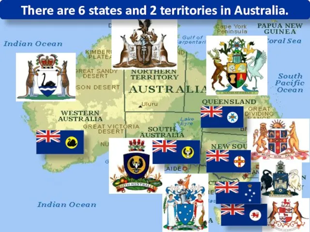 There are 6 states and 2 territories in Australia.