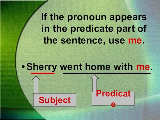 If the pronoun appears in the predicate part of the sentence, use