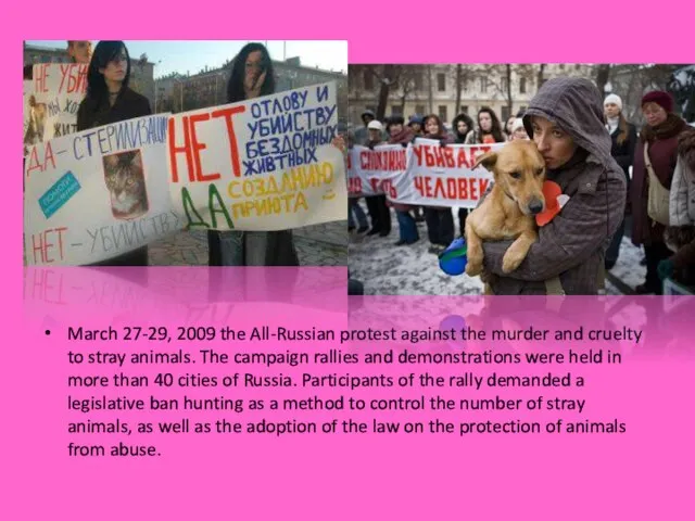 March 27-29, 2009 the All-Russian protest against the murder and cruelty to