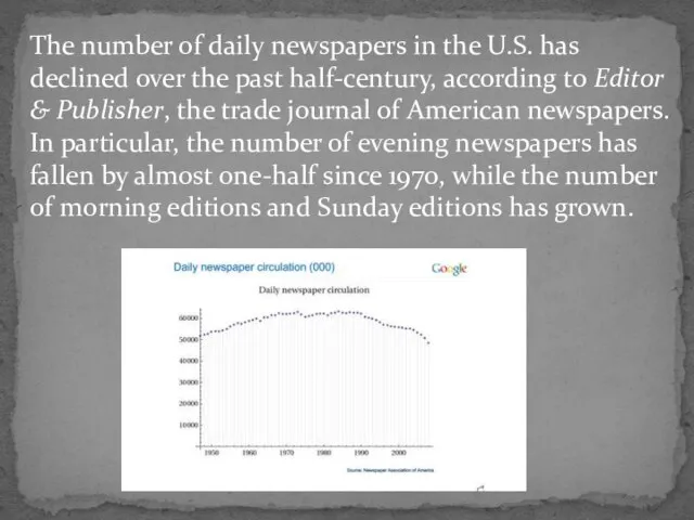 The number of daily newspapers in the U.S. has declined over the