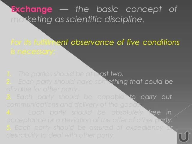Exchange — the basic concept of marketing as scientific discipline. For its