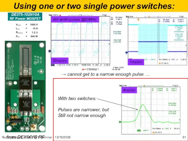 Using one or two single power switches: from DEI/IXYS RF min width