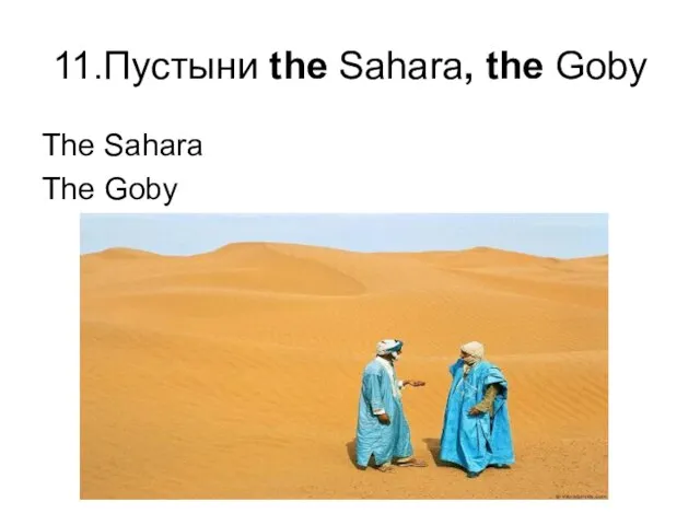 11.Пустыни the Sahara, the Goby The Sahara The Goby