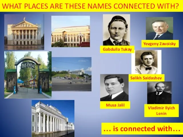 WHAT PLACES ARE THESE NAMES CONNECTED WITH? … is connected with… Yevgeny