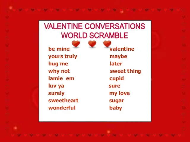 VALENTINE CONVERSATIONS WORLD SCRAMBLE