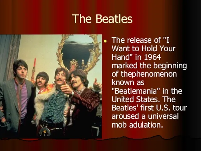 The Beatles The release of "I Want to Hold Your Hand" in