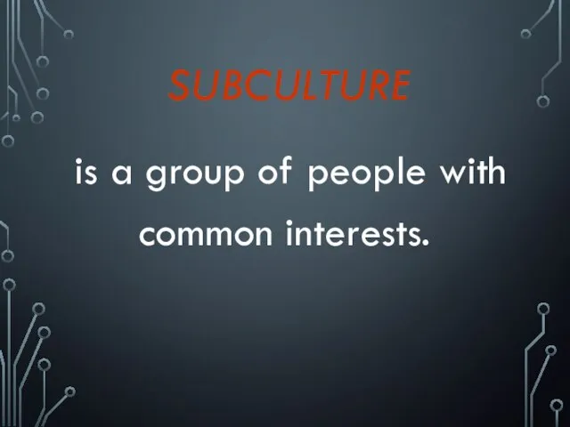 SUBCULTURE is a group of people with common interests.