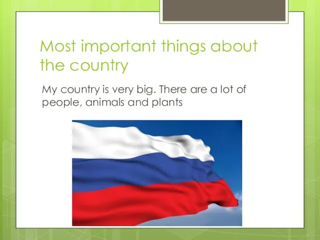 Most important things about the country My country is very big. There