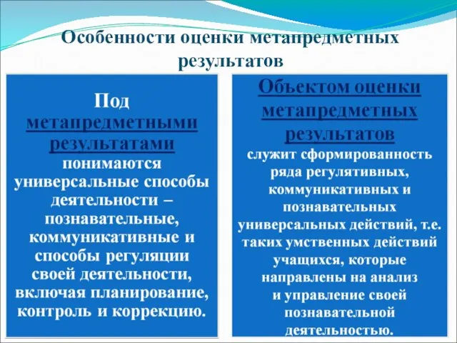 Особенности оценки метапредметных результатов