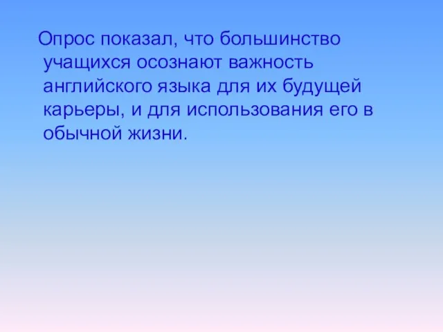 Опрос показал, что большинство учащихся осознают важность английского языка для их будущей