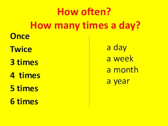How often? How many times a day? Once Twice 3 times 4