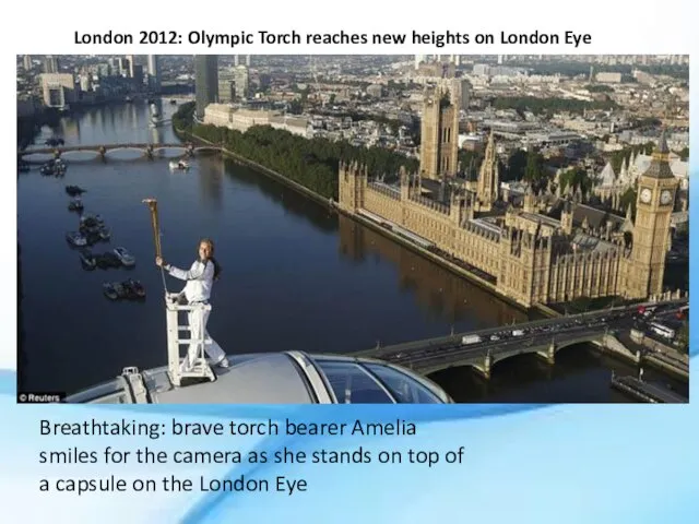 London 2012: Olympic Torch reaches new heights on London Eye Breathtaking: brave