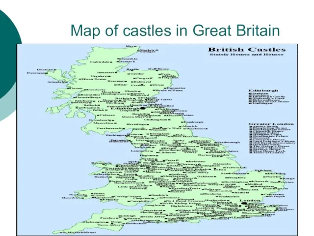 Map of castles in Great Britain