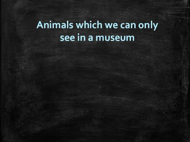 Animals which we can only see in a museum