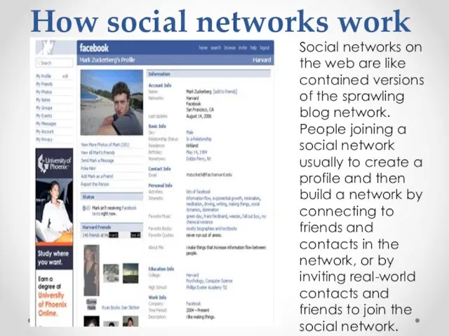 How social networks work Social networks on the web are like contained