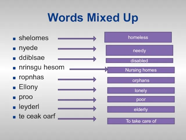 Words Mixed Up shelomes nyede ddiblsae nrinsgu hesom ropnhas Ellony proo leyderl