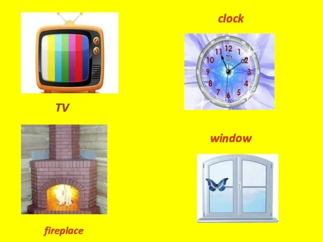 TV clock fireplace window