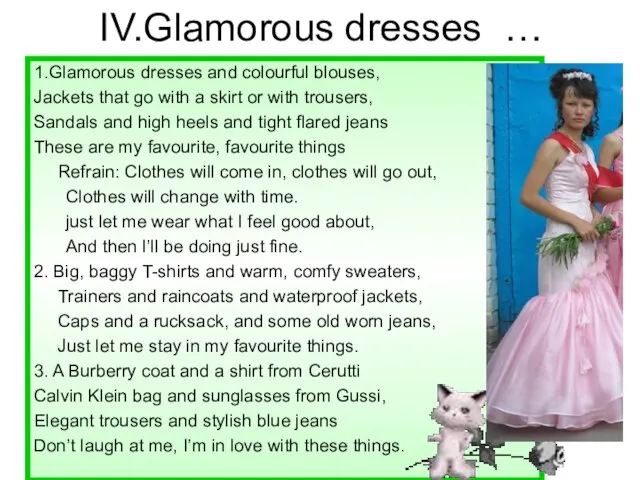 IV.Glamorous dresses … 1.Glamorous dresses and colourful blouses, Jackets that go with