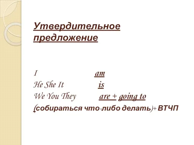 Утвердительное предложение I am He She It is We You They are