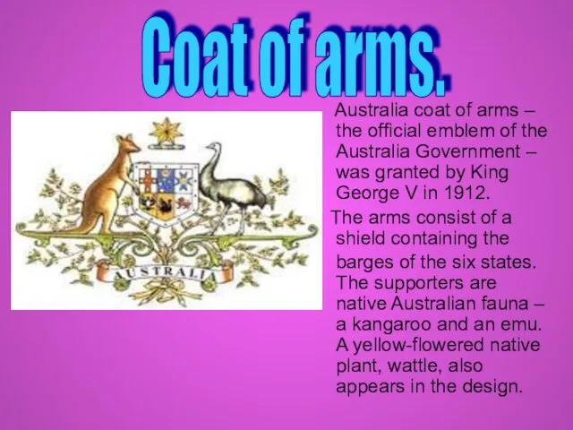 Сoat of arms. Australia coat of arms – the official emblem of