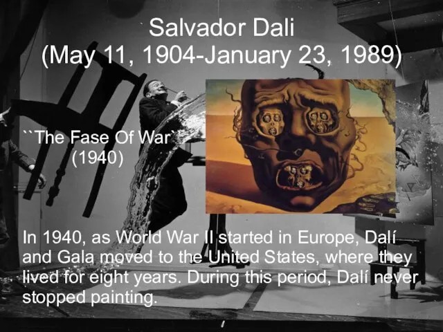 Salvador Dali (May 11, 1904-January 23, 1989)‏ ``The Fase Of War`` (1940)‏
