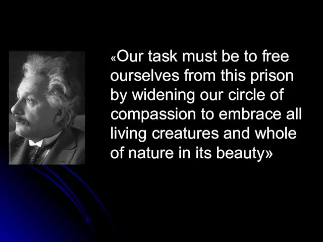 «Our task must be to free ourselves from this prison by widening