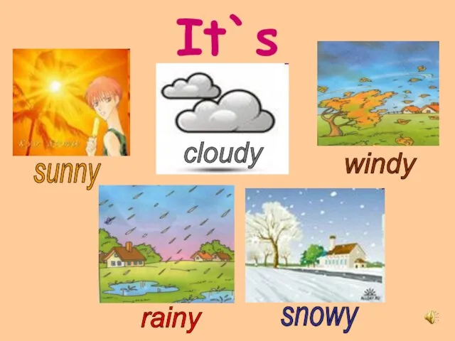 It`s sunny cloudy windy rainy snowy