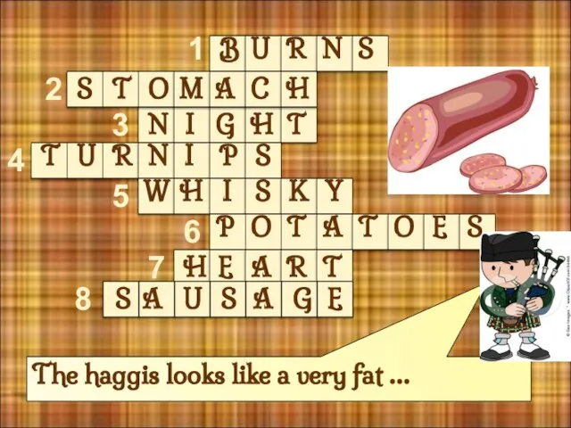 The haggis looks like a very fat … 1 2 3 4