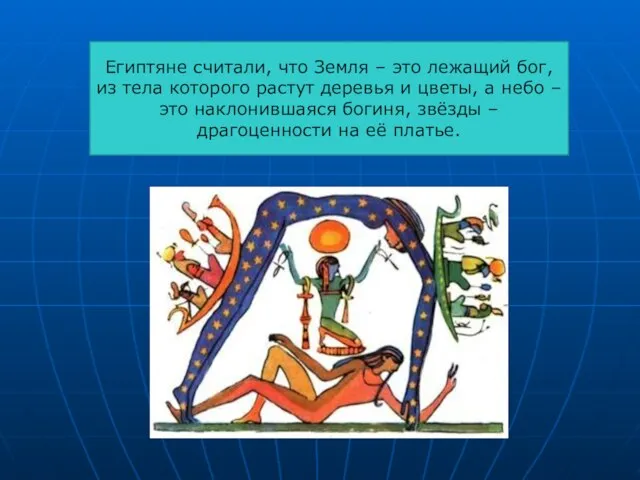 Египтяне считали, что Земля – это лежащий бог, из тела которого растут