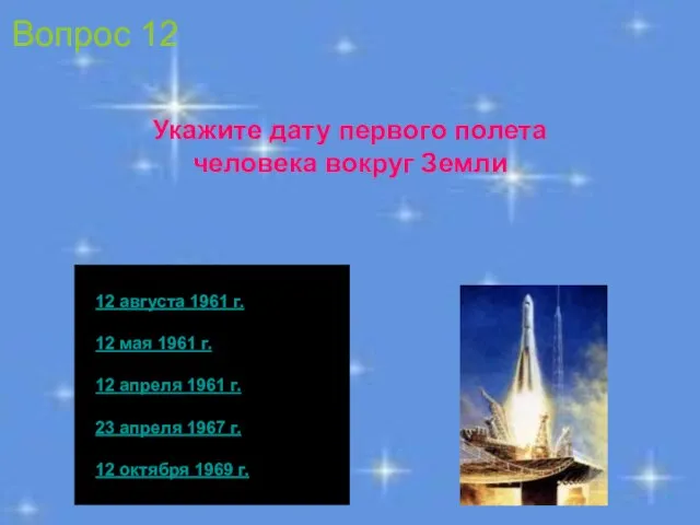 12 августа 1961 г. 12 мая 1961 г. 12 апреля 1961 г.