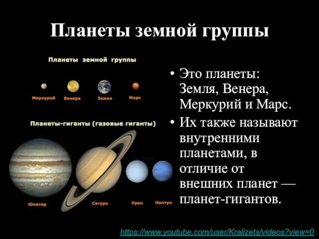 Планеты земной группы Это планеты: Земля, Венера, Меркурий и Марс. Их также