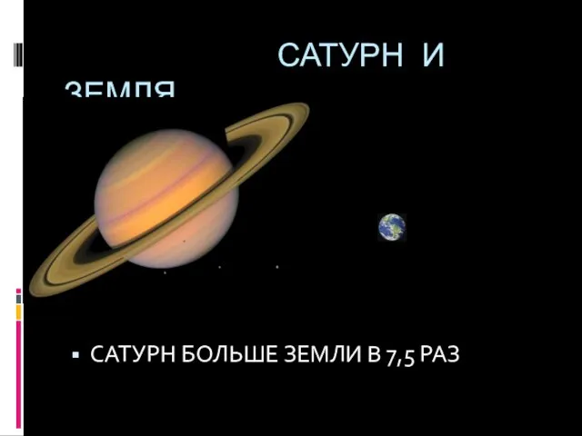 САТУРН И ЗЕМЛЯ САТУРН БОЛЬШЕ ЗЕМЛИ В 7,5 РАЗ