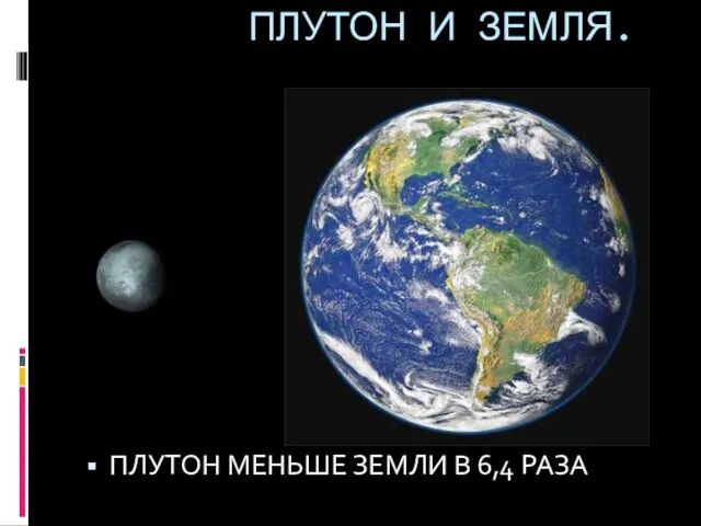 ПЛУТОН И ЗЕМЛЯ. ПЛУТОН МЕНЬШЕ ЗЕМЛИ В 6,4 РАЗА