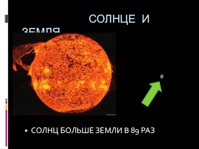 СОЛНЦЕ И ЗЕМЛЯ. СОЛНЦ БОЛЬШЕ ЗЕМЛИ В 89 РАЗ