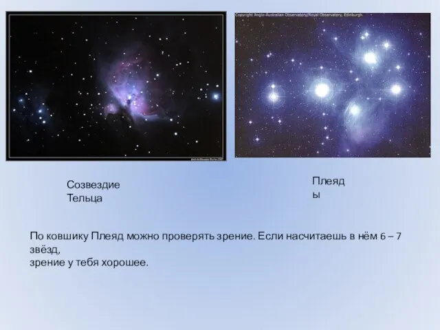 Созвездие Тельца Плеяды По ковшику Плеяд можно проверять зрение. Если насчитаешь в