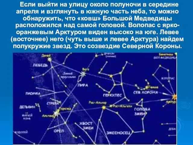 Если выйти на улицу около полуночи в середине апреля и взглянуть в