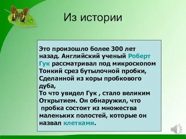 Из истории Это произошло более 300 лет назад. Английский ученый Роберт Гук