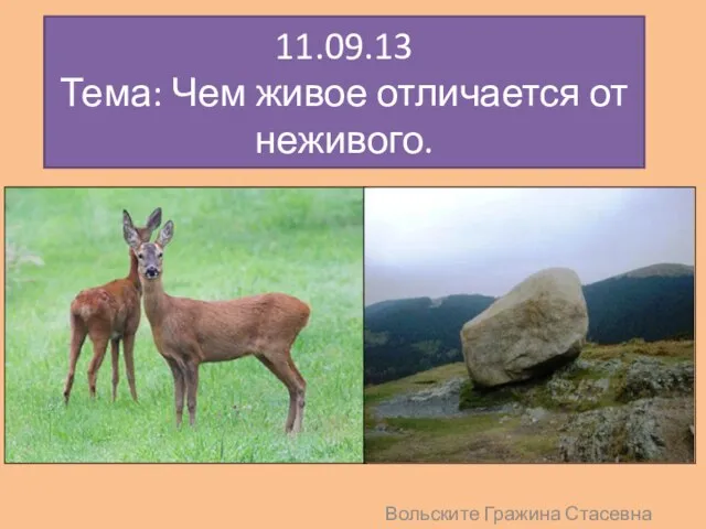 11.09.13 Тема: Чем живое отличается от неживого. Вольските Гражина Стасевна