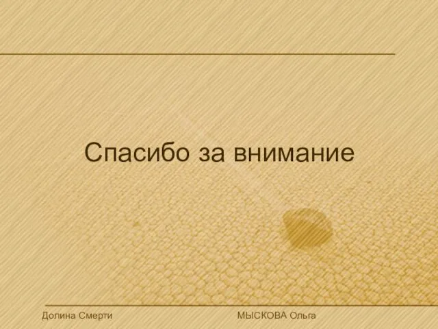 Спасибо за внимание Долина Смерти МЫСКОВА Ольга