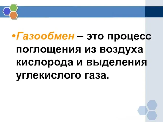 Газообмен – это процесс поглощения из воздуха кислорода и выделения углекислого газа.