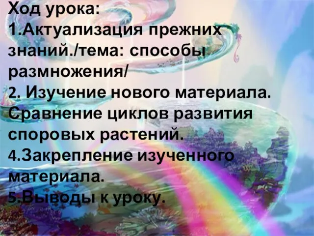 Ход урока: 1.Актуализация прежних знаний./тема: способы размножения/ 2. Изучение нового материала. Сравнение