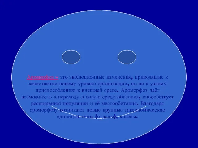 Ароморфоз – это эволюционные изменения, приводящие к качественно новому уровню организации, но