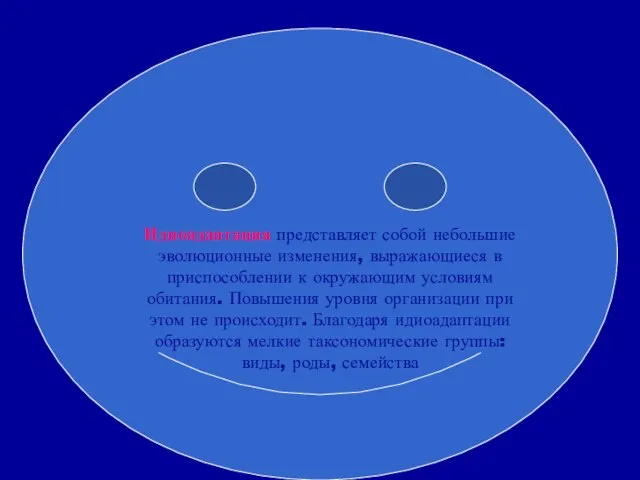 Идиоадаптация представляет собой небольшие эволюционные изменения, выражающиеся в приспособлении к окружающим условиям