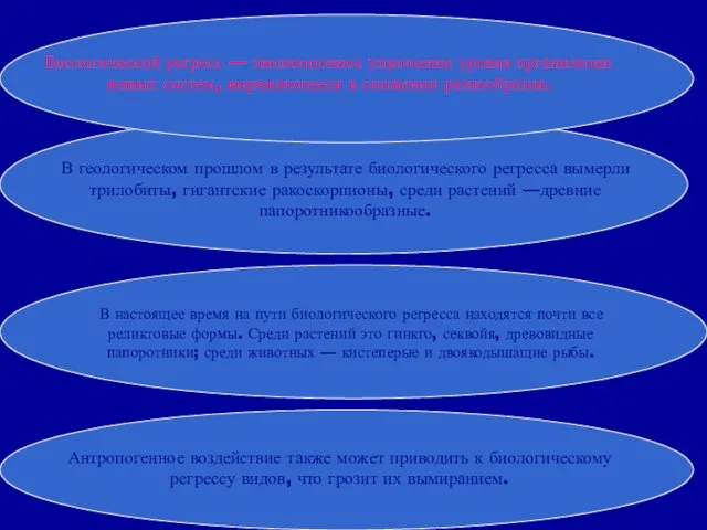 В настоящее время на пути биологического регресса находятся почти все реликтовые формы.