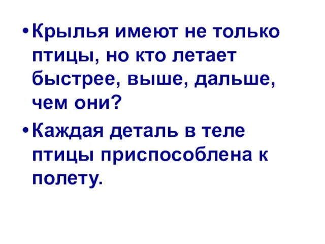 Крылья имеют не только птицы, но кто летает быстрее, выше, дальше, чем