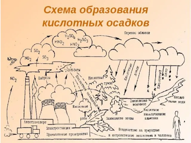 Механізм утворення кислотних осадів