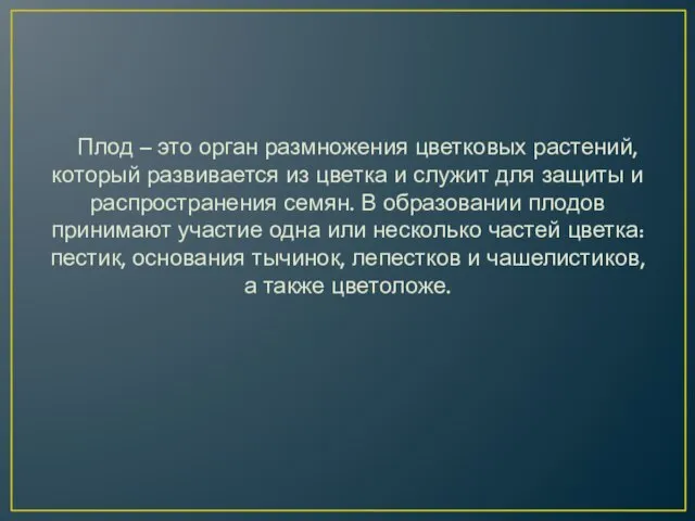 Плод – это орган размножения цветковых растений, который развивается из цветка и