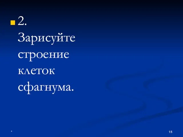 * 2. Зарисуйте строение клеток сфагнума.